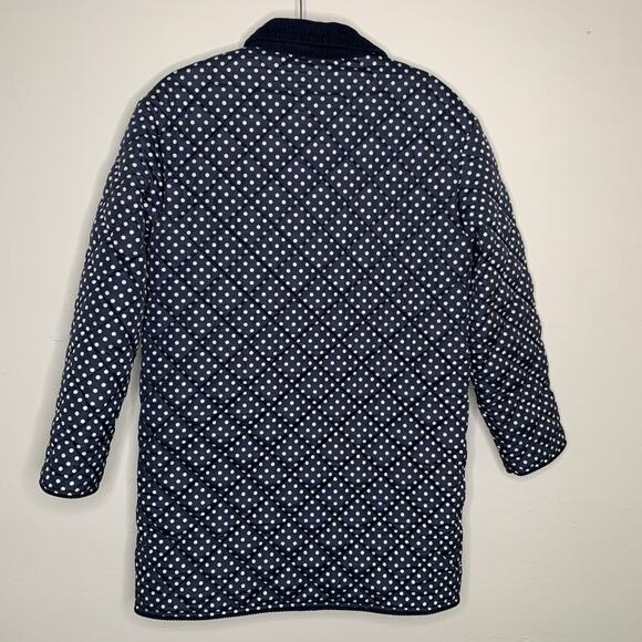 KULE Blue White Polka Dot Quilted Barn Coat Sz Small Like New - Picture 2 of 7